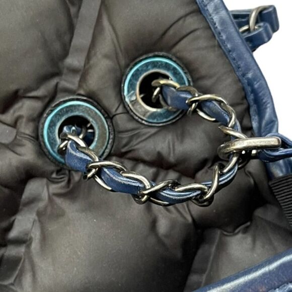 Chanel Chesterfield Large Quilted Lambskin Handbag Blue - Picture 14 of 14